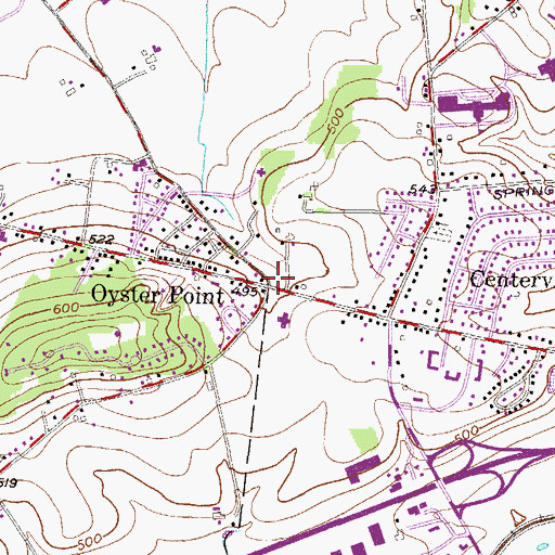 Topographic Map of Oyster Point, PA