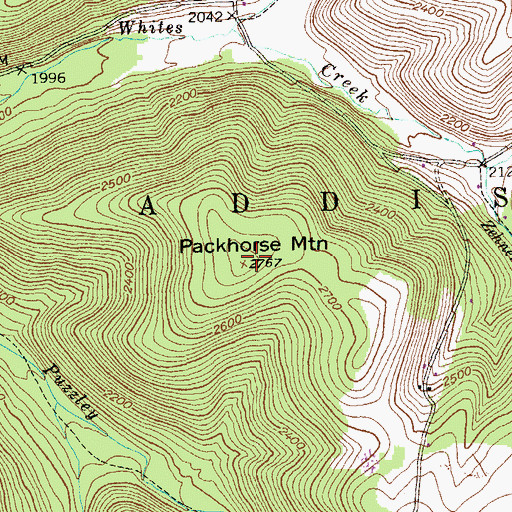 Topographic Map of Packhorse Mountain, PA