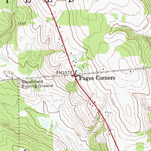 Topographic Map of Pages Corners, PA