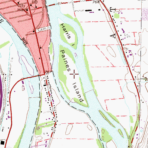 Topographic Map of Paines Island, PA