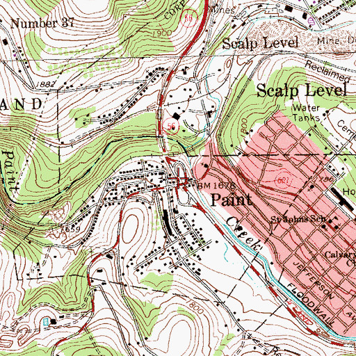 Topographic Map of Paint, PA