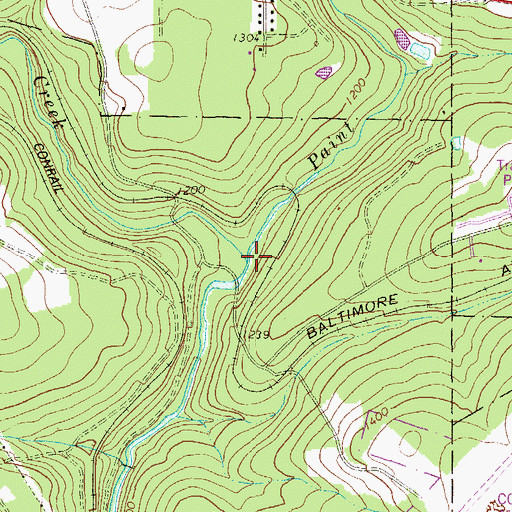 Topographic Map of Paint Creek, PA