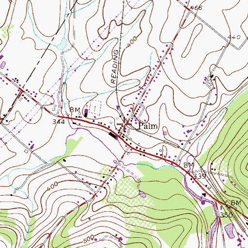 Topographic Map of Palm, PA