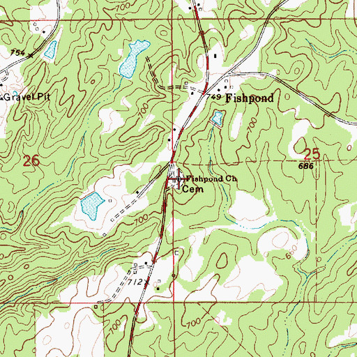 Topographic Map of Fishpond Primitive Baptist Church, AL