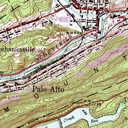 Topographic Map of Palo Alto, PA