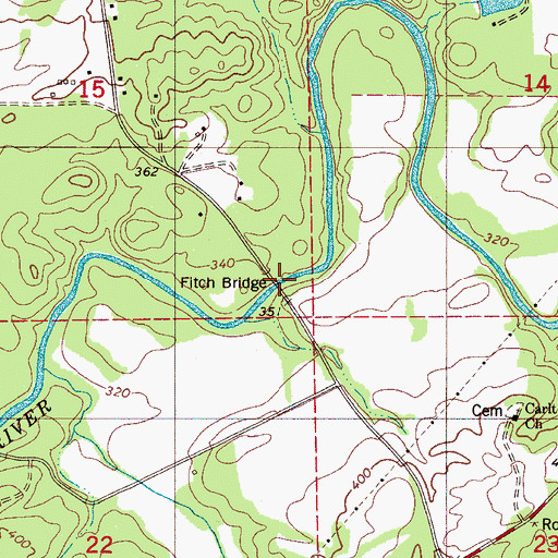 Topographic Map of Fitch Bridge, AL