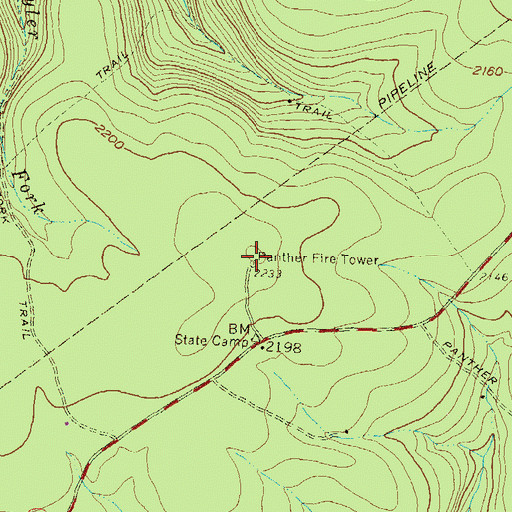 Topographic Map of Panther Fire Tower, PA