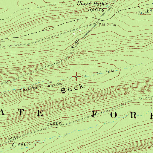Topographic Map of Panther Hollow Trail, PA