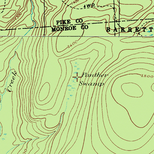 Topographic Map of Panther Swamp, PA