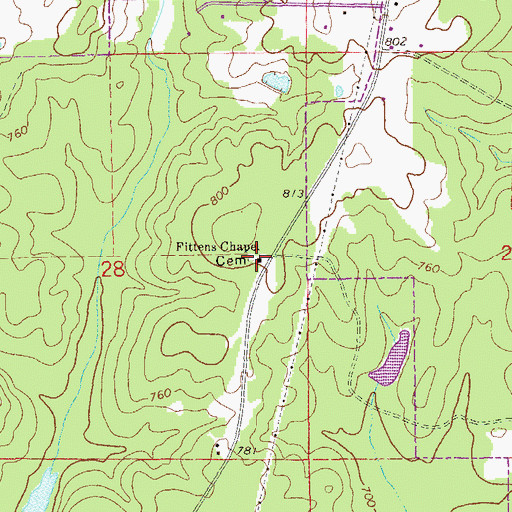Topographic Map of Fittens Chapel, AL