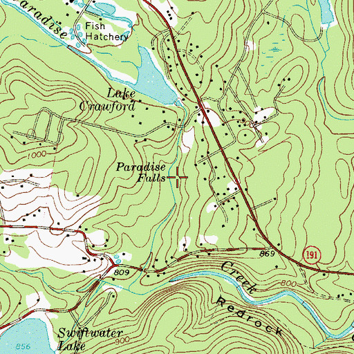 Topographic Map of Paradise Falls, PA