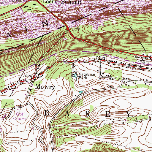 Topographic Map of Paradise Park, PA