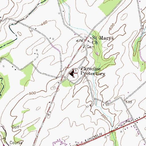 Topographic Map of Paradise Protectory, PA