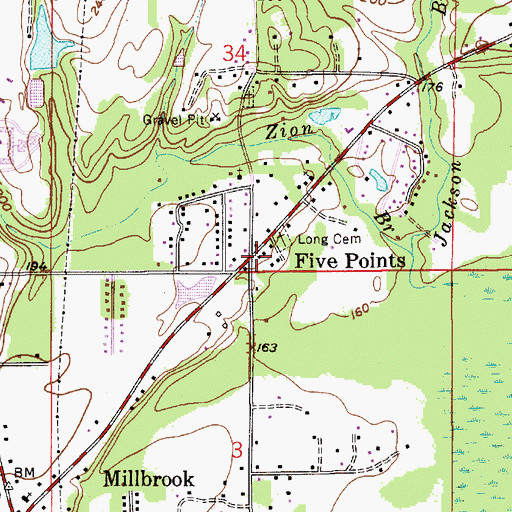 Topographic Map of Five Points, AL