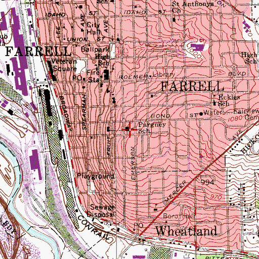 Topographic Map of Pargney School, PA