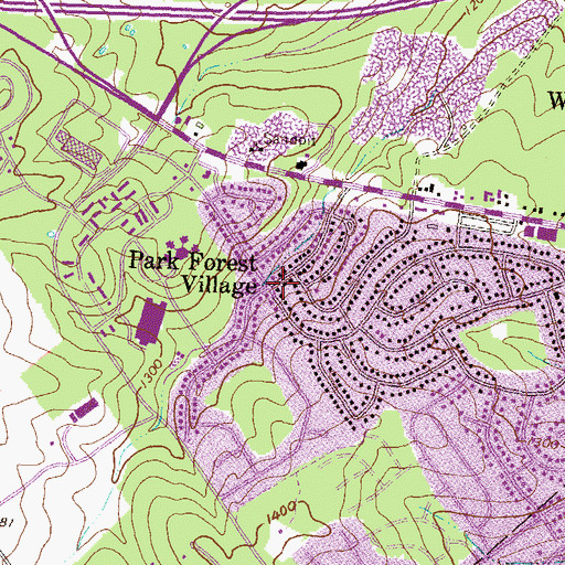 Topographic Map of Park Forest Village, PA