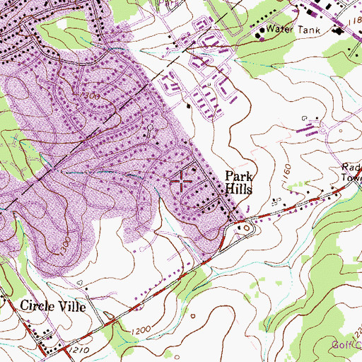 Topographic Map of Park Hills, PA