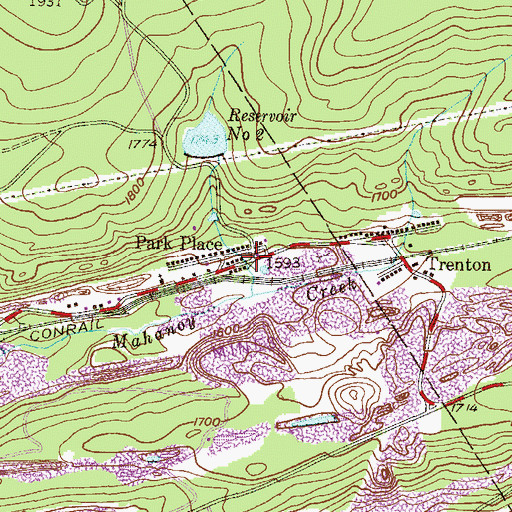 Topographic Map of Park Place, PA