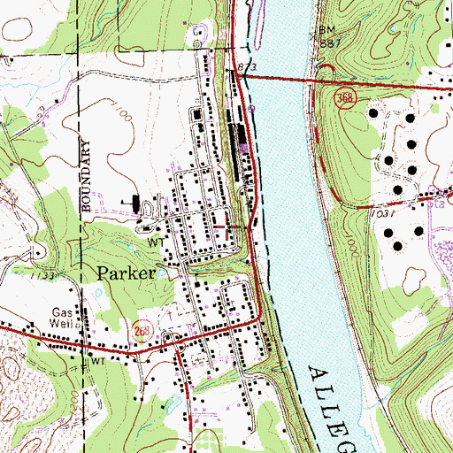 Topographic Map of Parker, PA