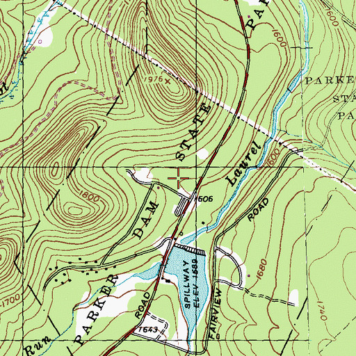 Topographic Map of Parker Dam State Park, PA
