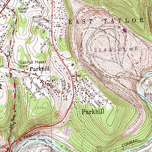 Topographic Map of Parkhill, PA
