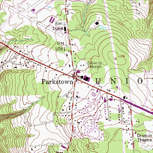 Topographic Map of Parkstown, PA
