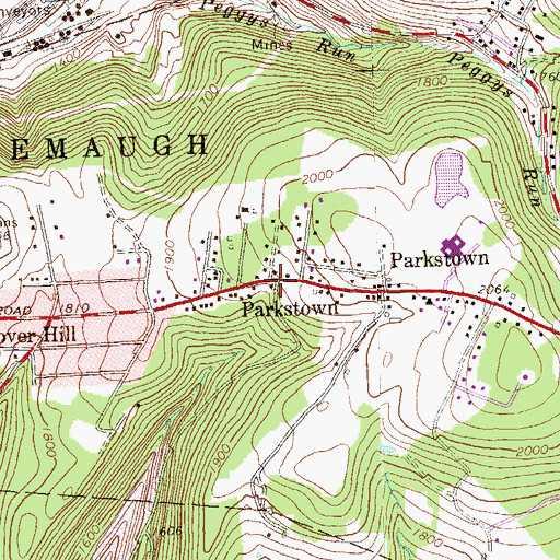 Topographic Map of Parkstown, PA