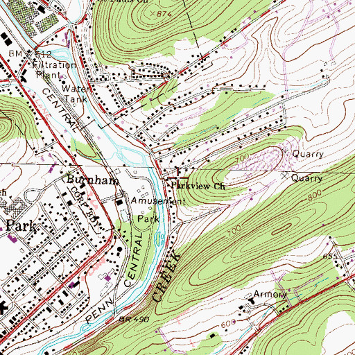 Topographic Map of Parkview Church, PA
