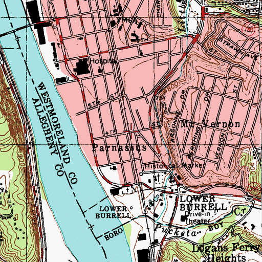 Topographic Map of Parnassus, PA