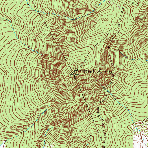 Topographic Map of Parnell Knob, PA