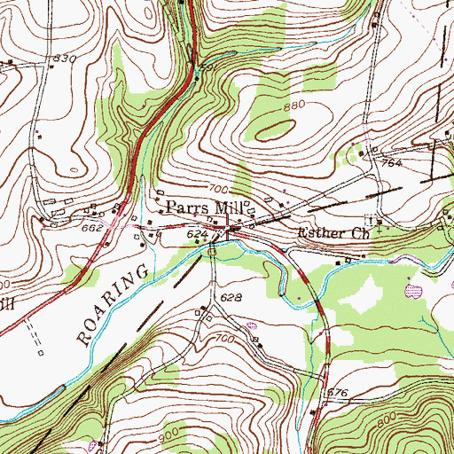 Topographic Map of Parrs Mill, PA