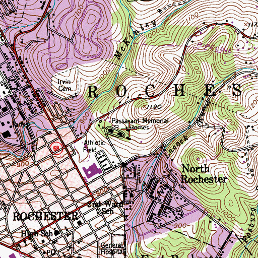 Topographic Map of Passavant Memorial Homes Cemetery, PA