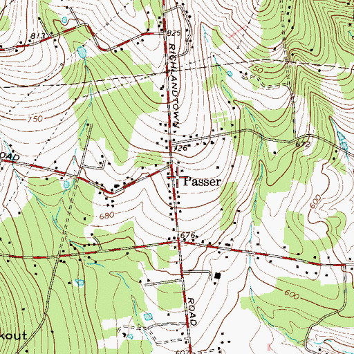 Topographic Map of Passer, PA