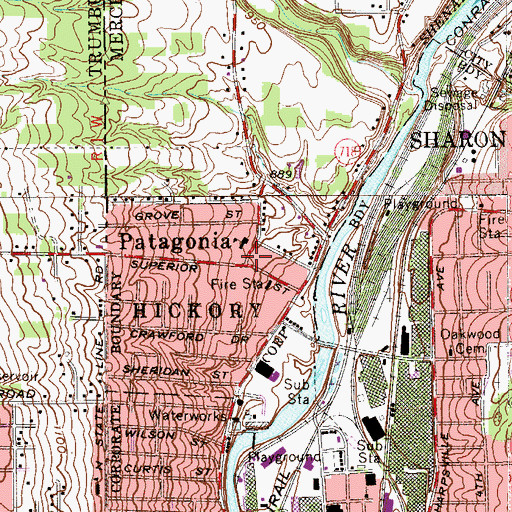 Topographic Map of Patagonia, PA