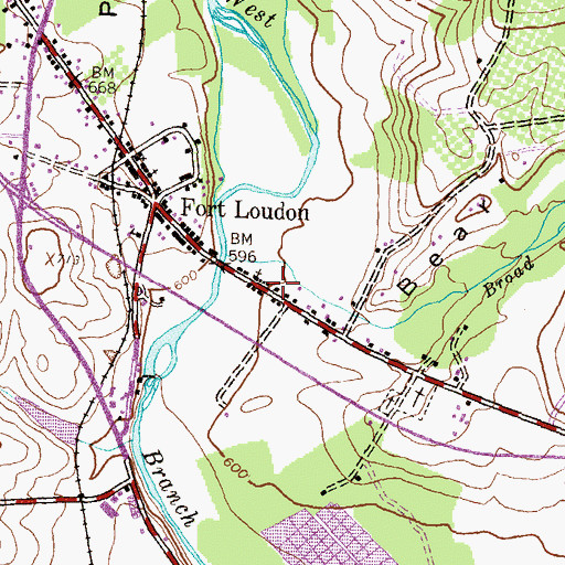 Topographic Map of Path Valley, PA