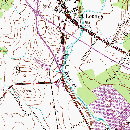Topographic Map of Path Valley, PA
