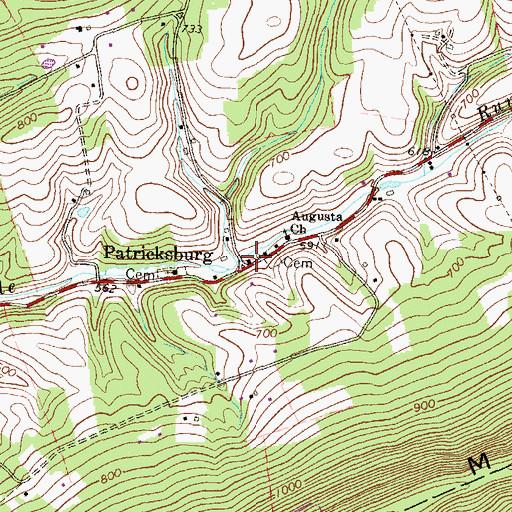 Topographic Map of Patricksburg, PA