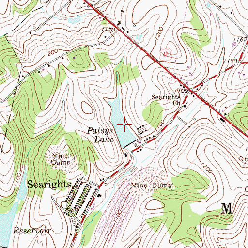 Topographic Map of Patsys Lake, PA