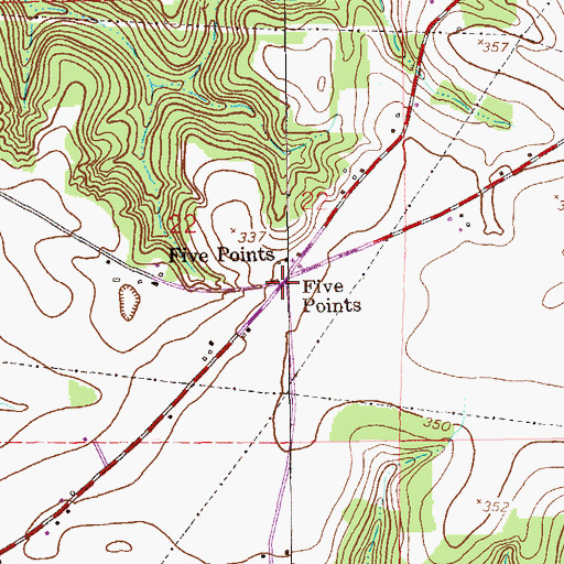 Topographic Map of Five Points, AL