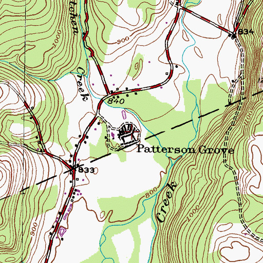 Topographic Map of Patterson Grove, PA