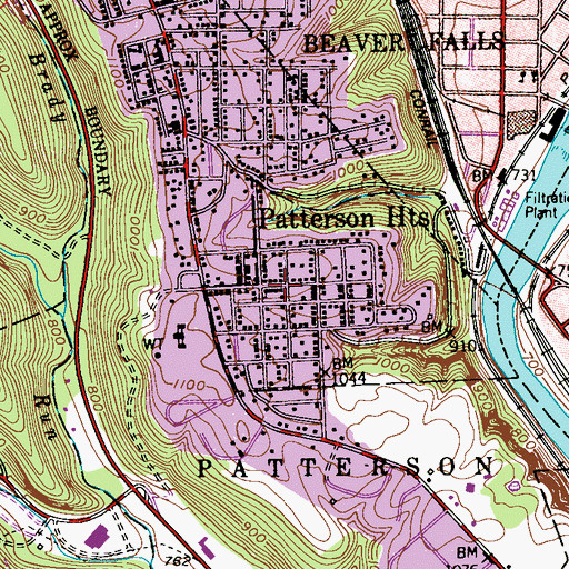 Topographic Map of Patterson Heights, PA