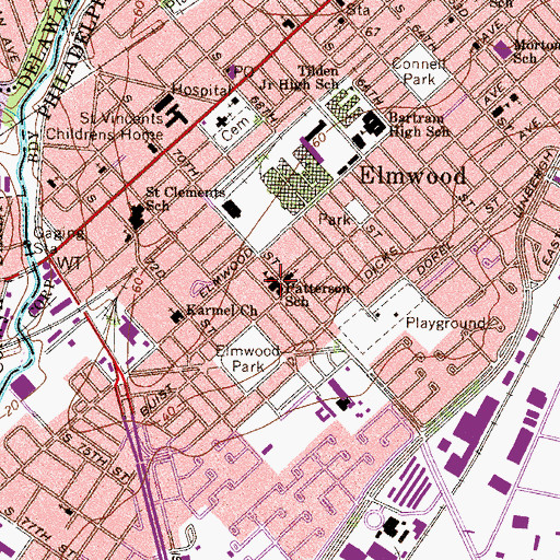 Topographic Map of Patterson School, PA