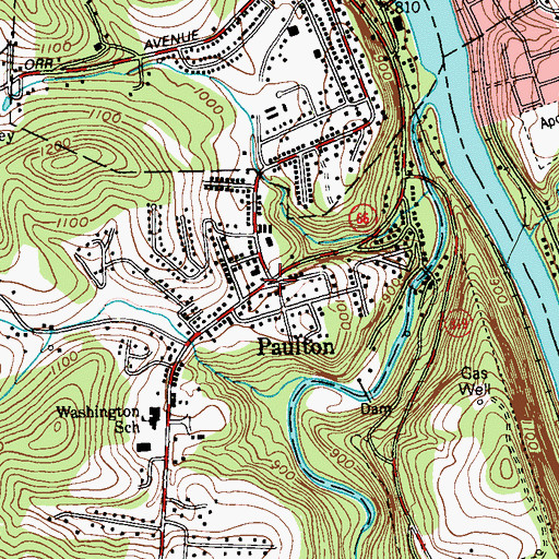 Topographic Map of Paulton, PA