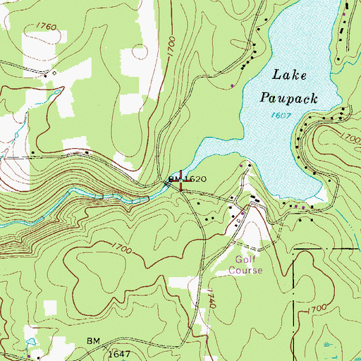 Topographic Map of Lake Paupack, PA