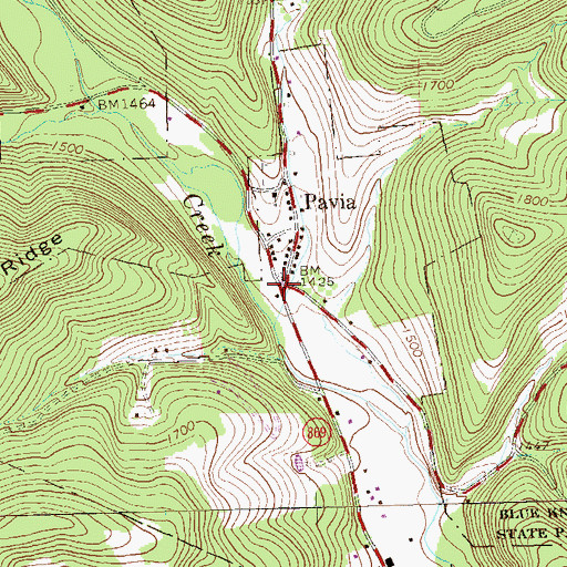 Topographic Map of Pavia, PA