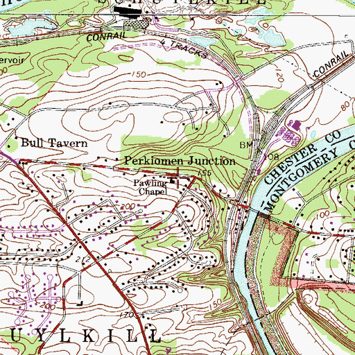 Topographic Map of Pawling Chapel, PA