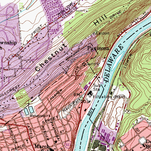 Topographic Map of Paxinosa, PA