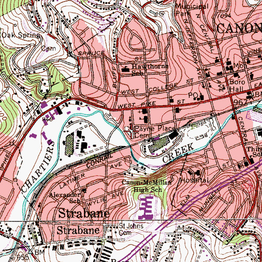 Topographic Map of Payne Place Cemetery, PA