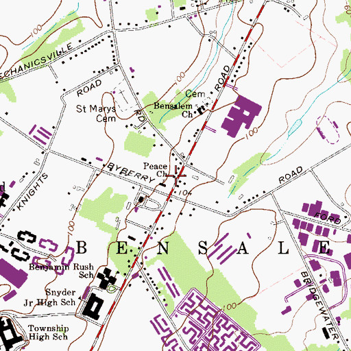 Topographic Map of Peace Church, PA