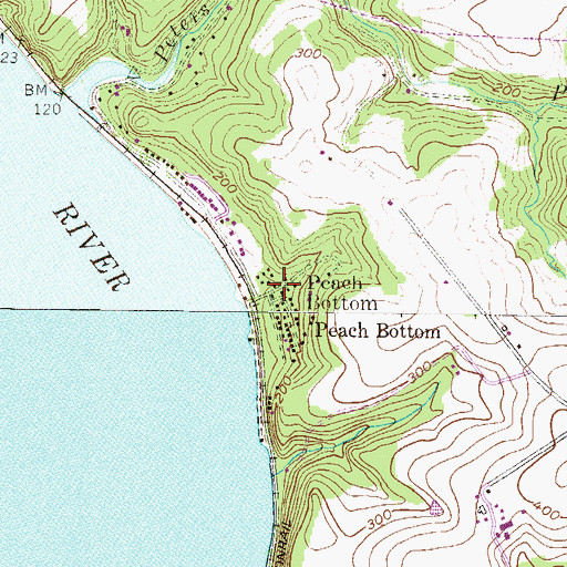 Topographic Map of Peach Bottom, PA